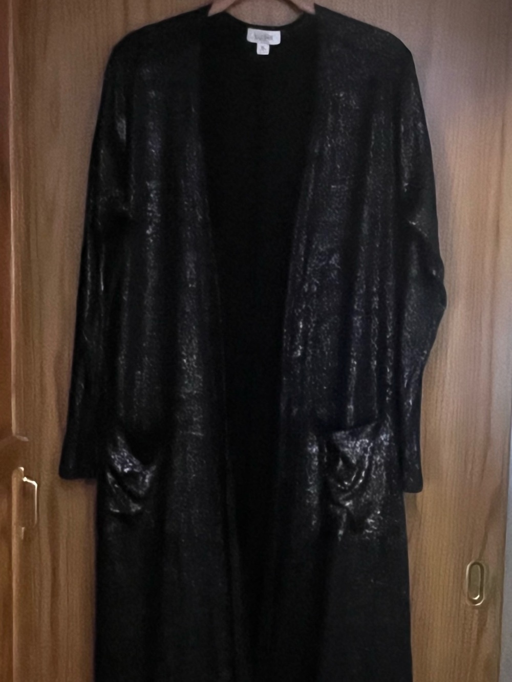 LuLaRoe Shimmery Black Long Open-Front Cardigan Size XL